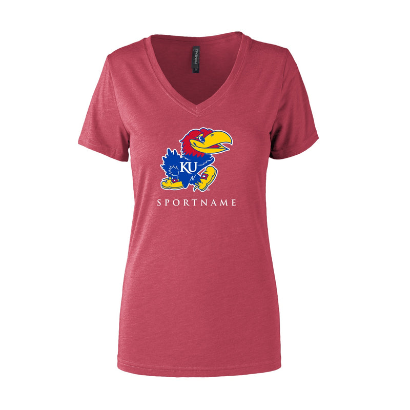 Women's Semi- Fitted Premium V- Neck T-Shirt  - Red Heather