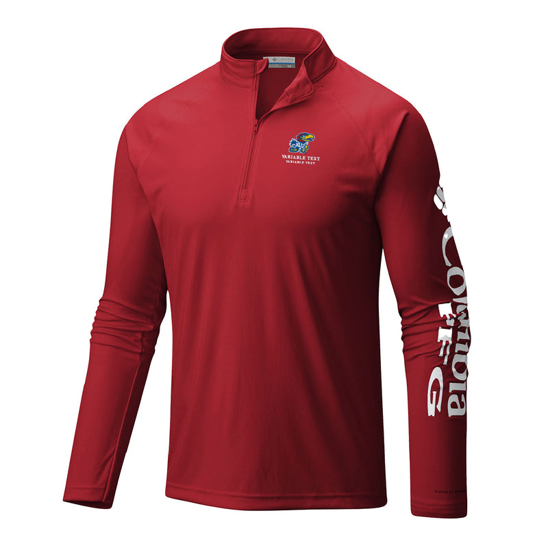 Men's Terminal Tackle 1/4 Zip - Intense Red - Embroidery Text Drop