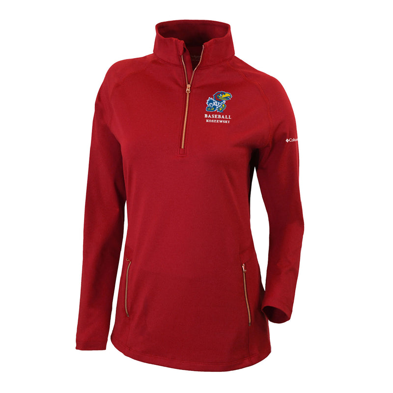 Women's Omni-Wick Outward Nine 1/4 Zip - Intense Red - Kansas BASEBALL