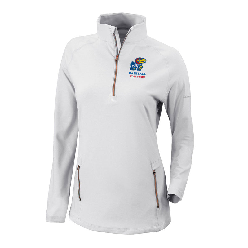 Women's Omni-Wick Outward Nine 1/4 Zip - White - Kansas BASEBALL