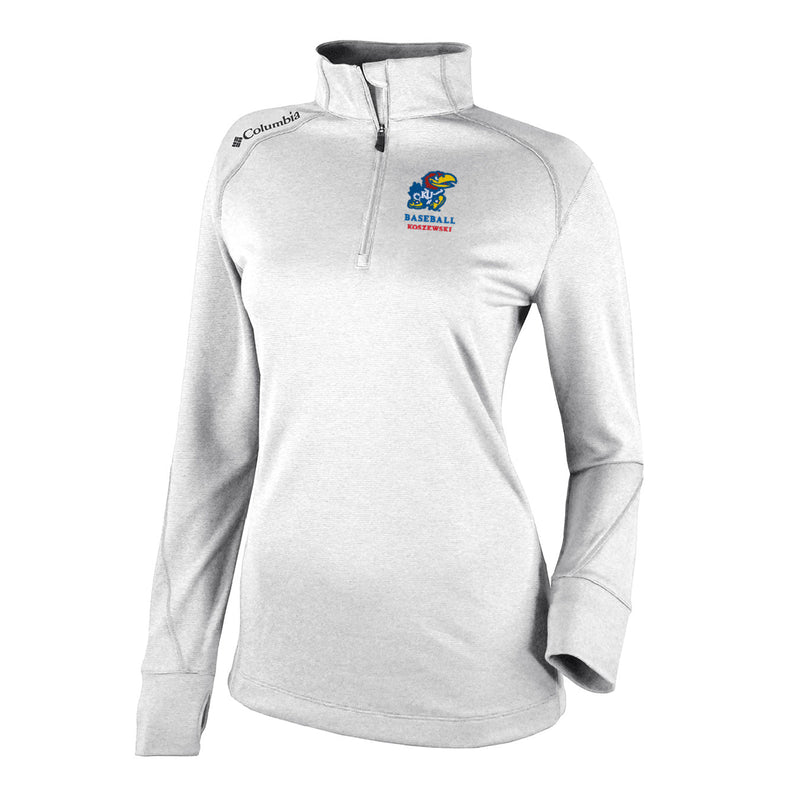 Women's Omni-Wick Shotgun 2.0 1/4 Zip - White - Kansas BASEBALL