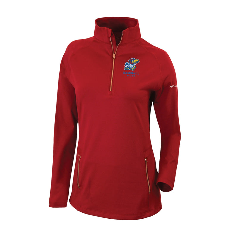 Women's Omni-Wick Outward Nine 1/4 Zip - Intense Red - Kansas BASEBALL