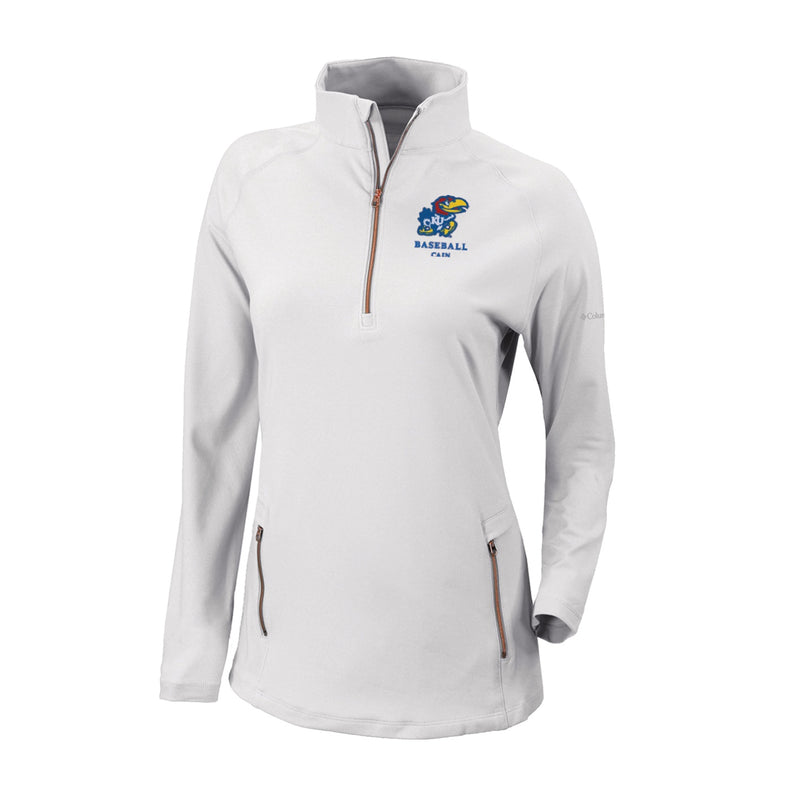 Women's Omni-Wick Outward Nine 1/4 Zip - White - Kansas BASEBALL