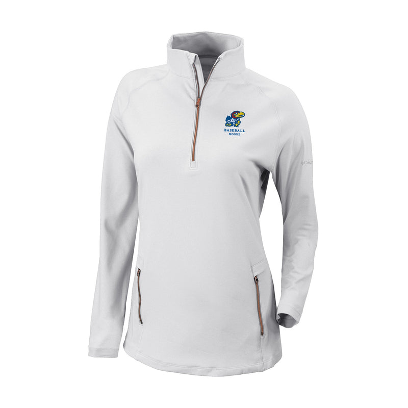 Women's Omni-Wick Outward Nine 1/4 Zip - White - Kansas BASEBALL