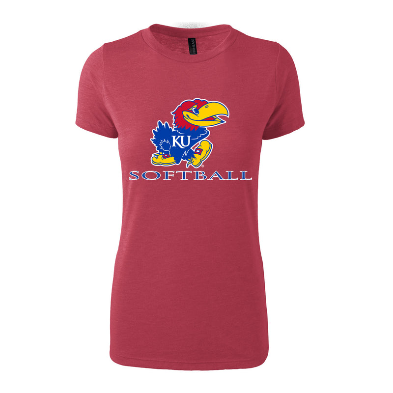 Women's Triblend T-Shirt - Red Heather - Kansas SOFTBALL