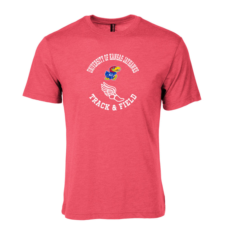 Triblend T-Shirt - Red Heather - Kansas TRACK & FIELD