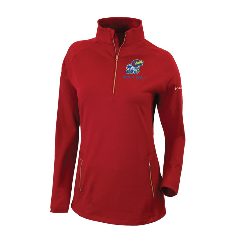 Women's Omni-Wick Outward Nine 1/4 Zip - Intense Red - Kansas GOLF