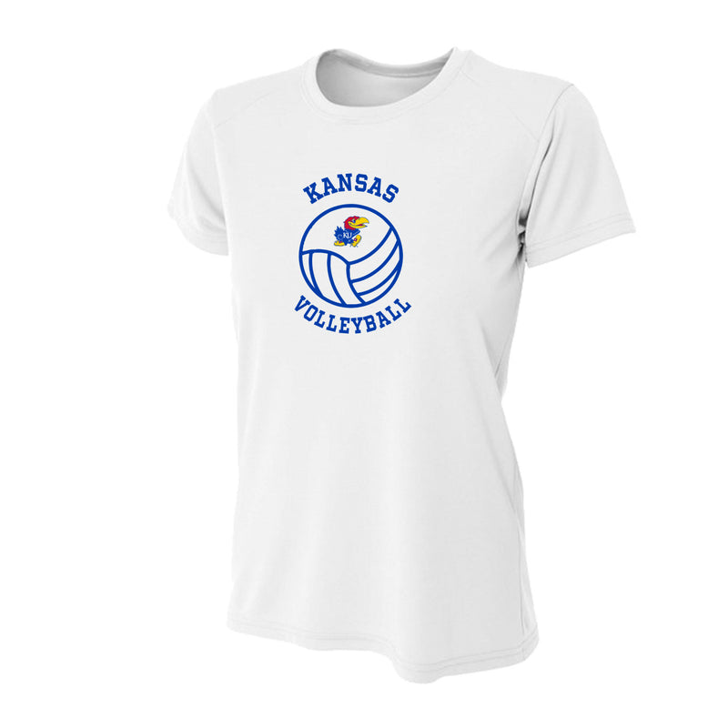 Women's Slim Fitting Performance T-shirt - White - Kansas VOLLEYBALL