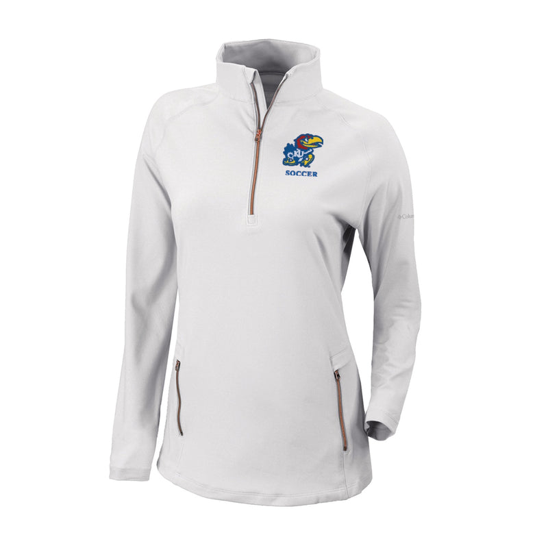 Women's Omni-Wick Outward Nine 1/4 Zip - White - Kansas SOCCER